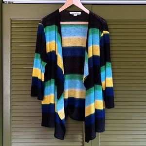 Caroline Rose Striped Draped Cardigan